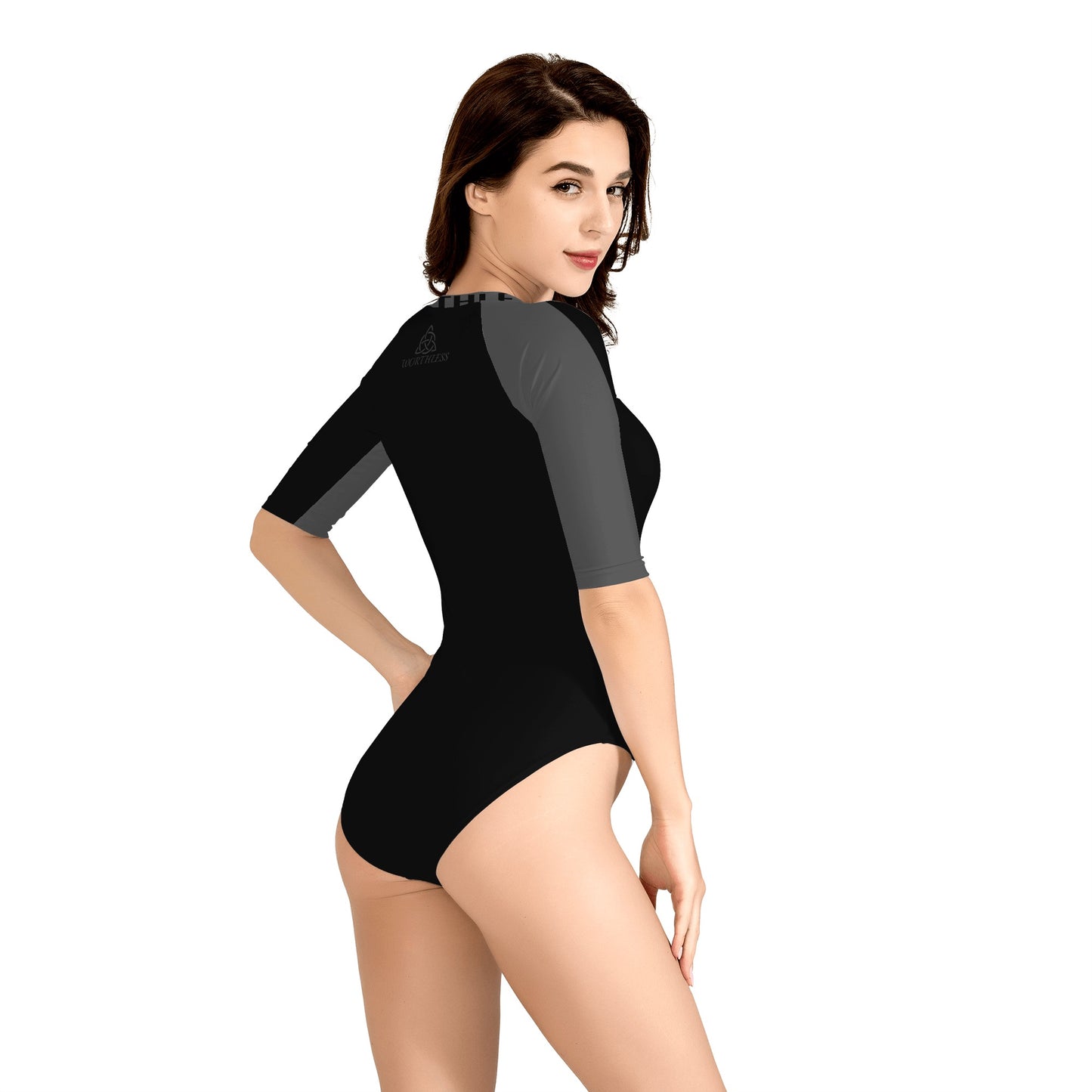 Women's Half Zip-Up Long Sleeve One-Piece Swimsuit