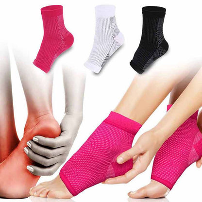 1pair Foot Compression Sleeve Anti Plantar Support Ankle Angel Socks Sport Protector Basketball Soccer Ankle Support Relief Sock