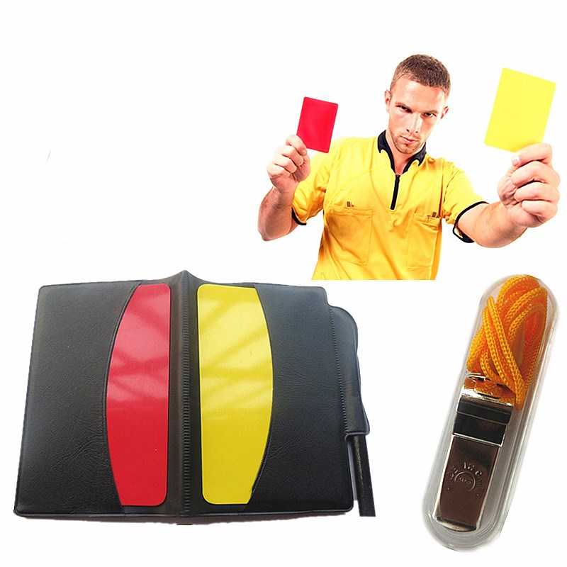 Record of Football Warning Signs /Red Card, Yellow Card, Notebook & Whistle