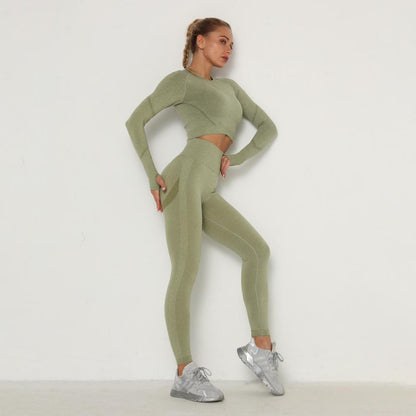 Women's Athletic Yoga Sportswear Set Sports Suit Set Outfit Fitness Gym Set Seamless Workout Clothes