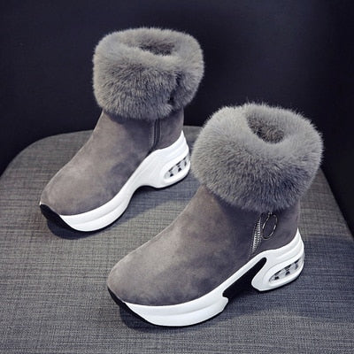 Women's Winter Snow Boots Ankle Boot Warm Plush Winter Shoes For Women Wedges Boots High Heels Ladies Boot Women Leather Snow Boots