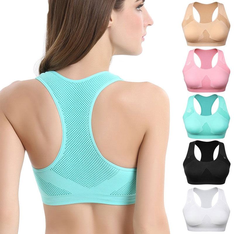 Women Breathable Sports Bra,Absorb Sweat Shockproof Padded Sports Bra Top Athletic Gym Running Fitness Yoga Sports Tops