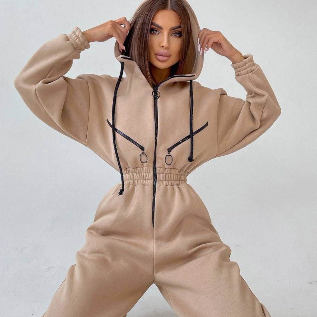 Sports Casual Women's Hooded Jumpsuit